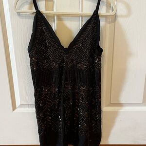 Free People Black Top with Gold Accents